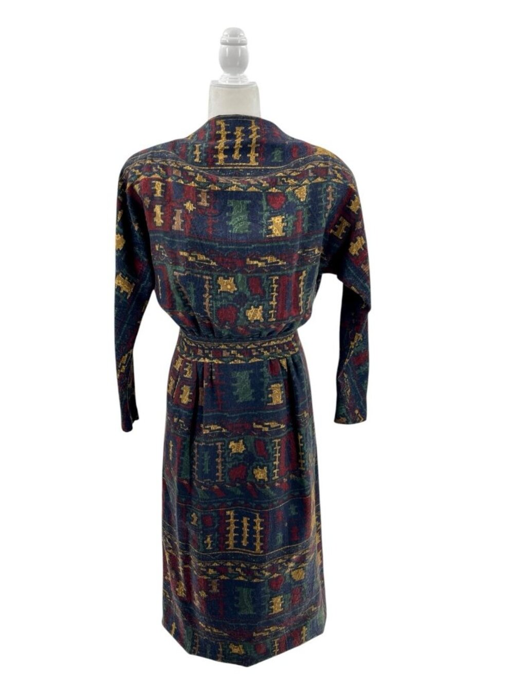 PAULINE TRIGERE Women's Vintage Navy Geo Print L/S Sheath Dress Size 10